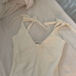 Princess Polly Cream Ribbed Bodysuit